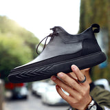 Advbridge High-Top Mens Shoes Spring Autumn Male Sneakers Leisure Walking Footwear Soft Comfortable Leather Fashion Man Casual Shoes