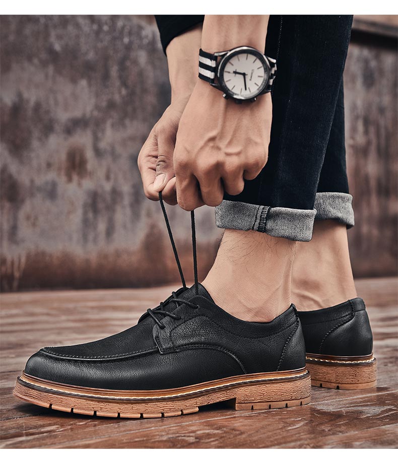 Advbridge Casual men's leather shoes new soft bottom autumn and winter British style trend casual all-match men's shoes