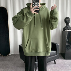 Advbridge Korean Men's Solid Color Sweatshirt Hoodies 2023 Casual Hooded Pullovers Hoodie Warm Fleece Male Loose Man Clothing 3XL