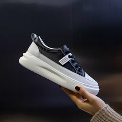 Advbridge New Large Size Women's Sports Shoes Autumn Leather Light Sports Shoes Women's Casual Breathable Thick-soled Vulcanized Shoes