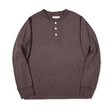 Advbridge T2-0006 Red Tornado Asian Size Man High Quality 260gsm Casual Long Sleeve 100% Cotton Henley Tee 6 Colours