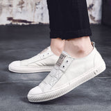 Advbridge Men Genuine Leather Casual White Shoes Mens Slip on Lazy White Shoe Fashion Breathable Comfortable Cowhide Flats Loafers