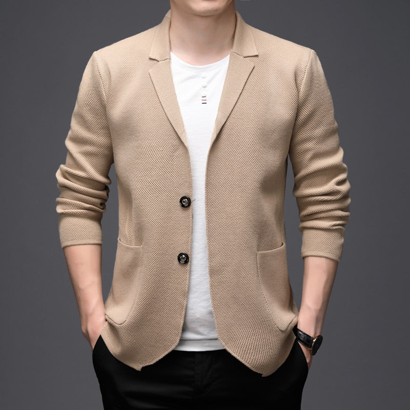 Advbridge New Arrival Autumn Mens Clothing Oversize Knitted Black Blazers Mens Khaki Cardigan For Mens Vintage Stylish Knitted Jacket