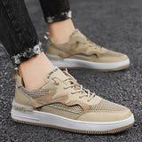 Advbridge Summer New Typical Style Men Casual Shoes Lace Up Mesh  White Board Shoes Shoes Comfortable Low-top Leather Breathable Sneakers