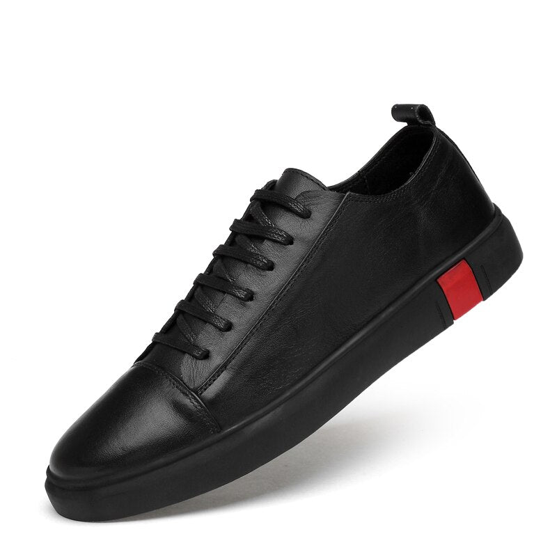 Advbridge Band Sneakers Men Casual Shoes Genuine Leather shoes mens Designer solid Classic Fashion Male Lace up Flats black 36-47