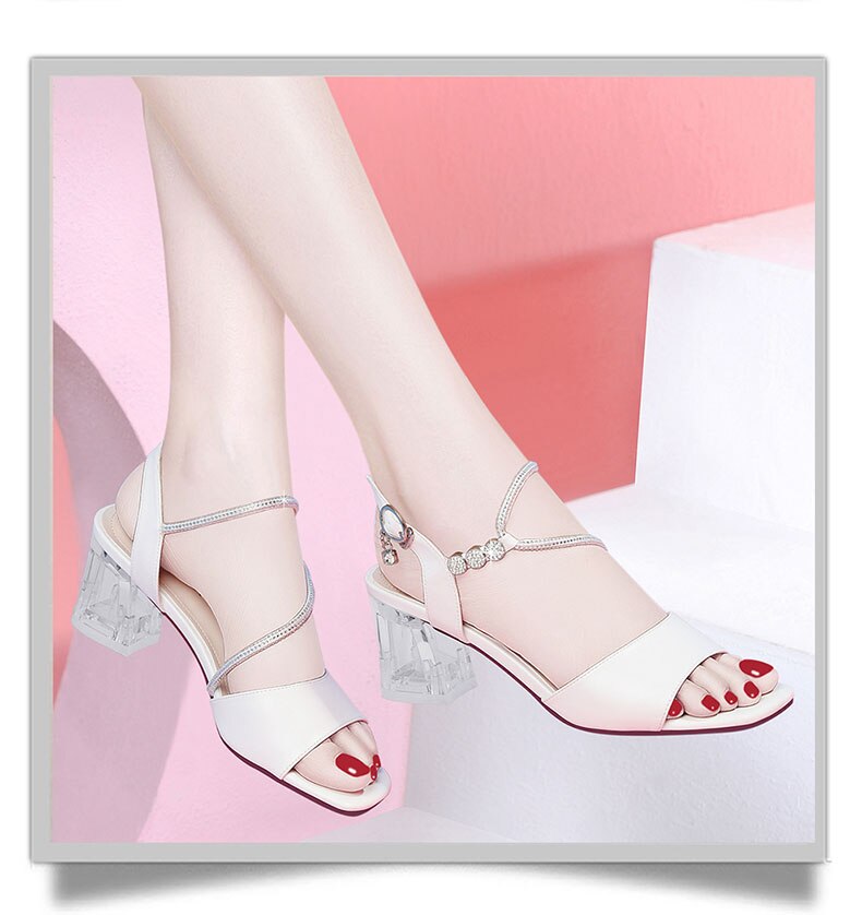 Advbridge Sandals Women's Fashion Style Summer New Luxury Heel Women's Fashion Crystal Heel Women's Shoes