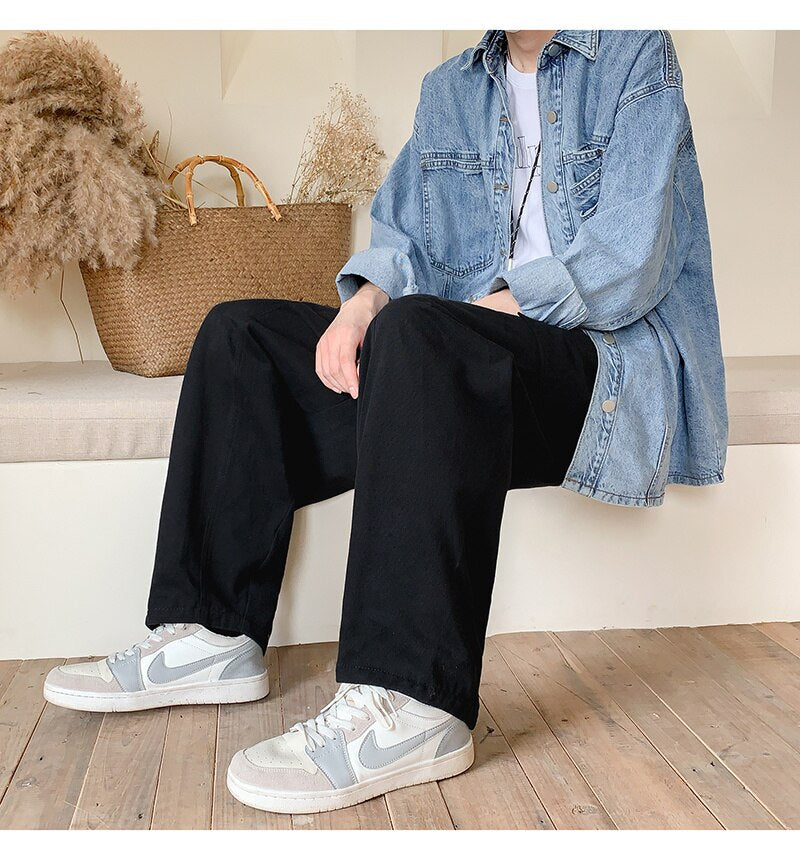 Advbridge Men's Thick Overalls Loose Elastic Waist Casual Pants High-quality Vintage Style Trousers Oversized Sweatpants Size M-2XL