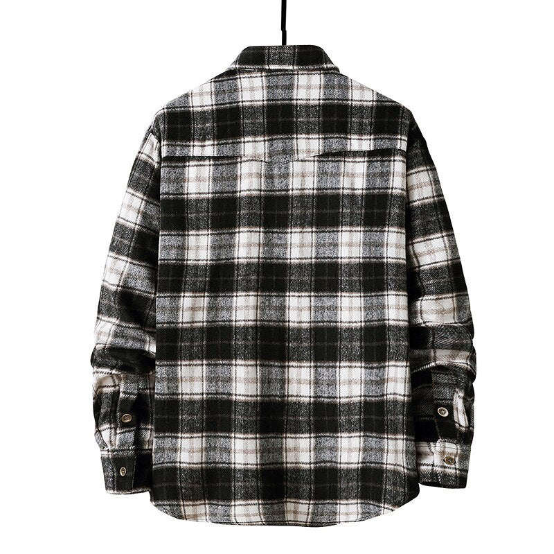 Advbridge Mens Button Down Regular Fit Long Sleeve Plaid Flannel Casual Shirts Hip Hop Streetwear Harajuku Shirt Men Camisa Masculina XXL