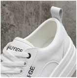 Advbridge New White Leather Men Casual Shoes fashion Platform Sneakers Trainers Height Increasing Shoes Chaussure Homme