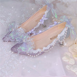 Advbridge High Heel 6cm/9cm Sweet Girls Princess Kawaii Tea Party Japanese Cute Anime Lolita Shoes Harujuku Lace Bowknot Shoe Cos Feminine