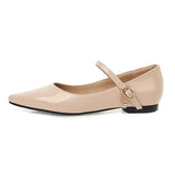 Advbridge Point Leather Flat Shoes Woman Soft Flats Large Size Ladies Loafers Girls Fashion Straps Black White Nude Dance Walking Shoes