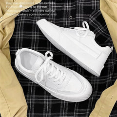 Advbridge New Fashion Men's Breathable Sneakers Male Platform Flats Solid Color Vulcanize Shoes PU Leather Men Casual Walking Footwear