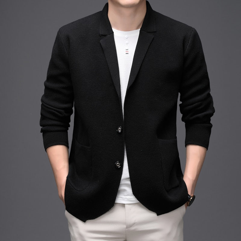Advbridge New Arrival Autumn Mens Clothing Oversize Knitted Black Blazers Mens Khaki Cardigan For Mens Vintage Stylish Knitted Jacket
