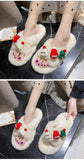 Advbridge Christmas Slippers Women Soft Faux Fur Cross Indoor Floor Slides Ladies Warm Fluffy Outdoor Slippers Female Cozy Shoes Flip Flop