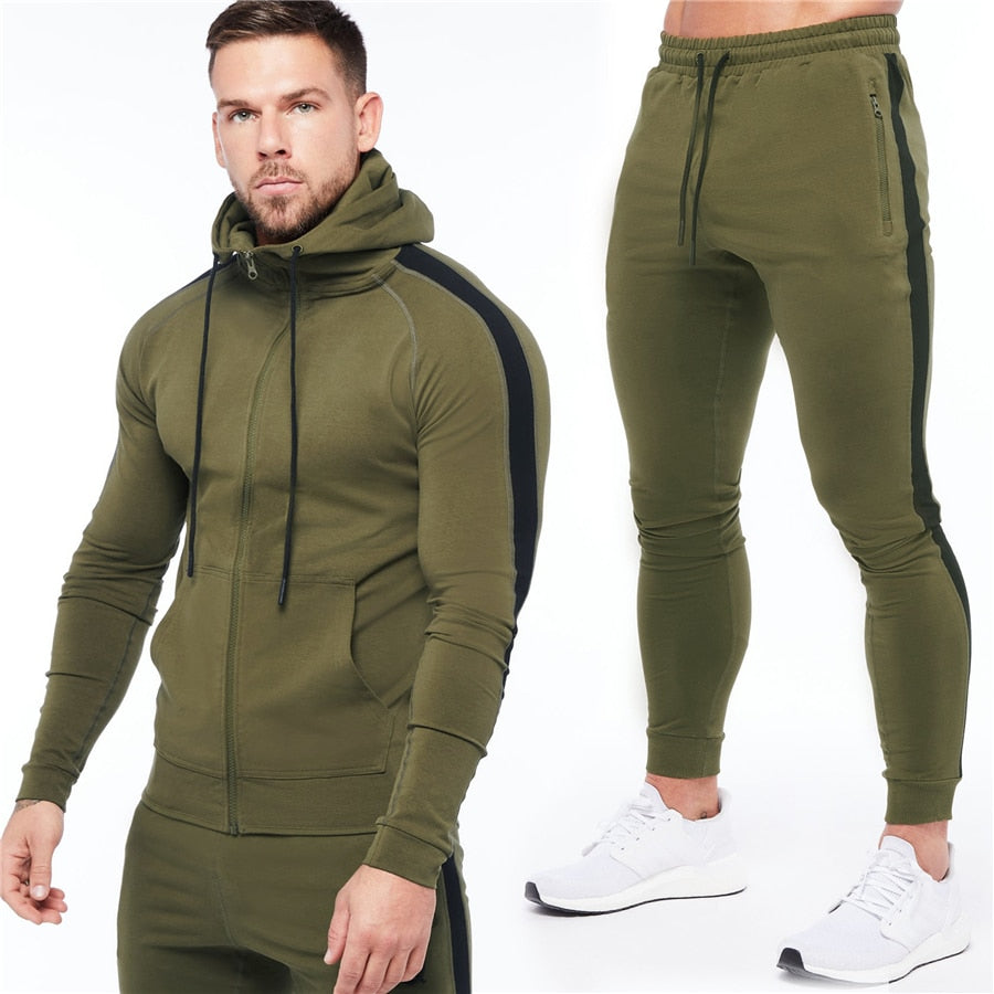 Advbridge Men's Jackets Hooded  suit Casual Zipper Sweatshirts Male Tracksuit +Pants Sets  Casual Jacket Sportswear Coats Male
