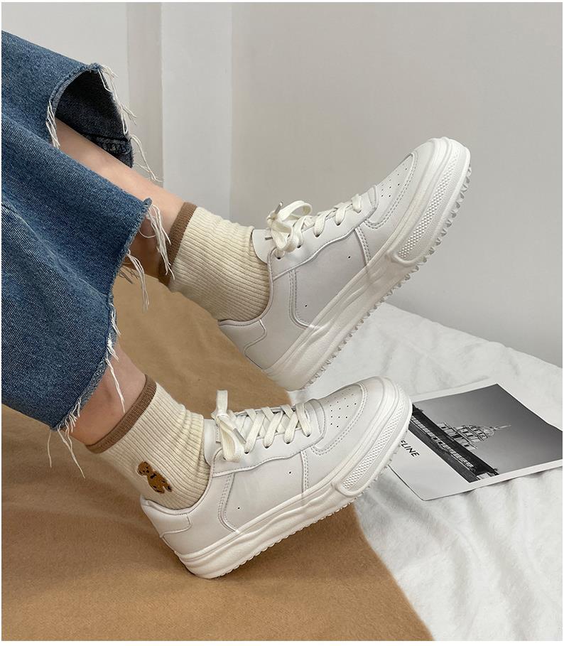 Advbridge Autumn Fashion Women White Sneakers PU Leather Breathable Spring Flats Female Casual Sport Shoes Lace Up Ladies Platform Shoes