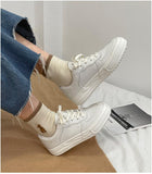 Advbridge Autumn Fashion Women White Sneakers PU Leather Breathable Spring Flats Female Casual Sport Shoes Lace Up Ladies Platform Shoes
