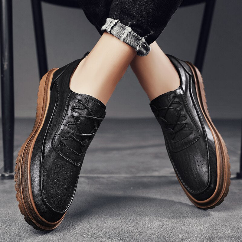 Advbridge Genuine Leather Men's Casual Shoes Moccasins Men Loafers Spring Autumn New Fashion Sneakers Male Lace-up Leisure Shoes