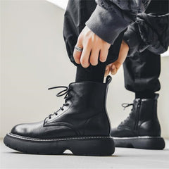 Advbridge Autumn Boots Men Split Leather Martins Boots Fashion Platform Shoes Harajuku Streetwear Male Casual Motorcycle Ankle Boots