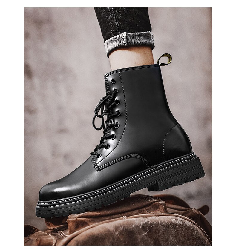 Advbridge Martin boots men's winter high-top men's shoes plus velvet warm boots British style wild leather boots fashion trendy boots