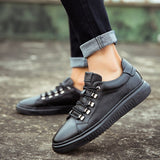 Advbridge Spring Summer New trend Genuine Leather  Men's Shoes Fashion Casual  Sneakers black Wild Flat Shoes Non-slip Board Shoe