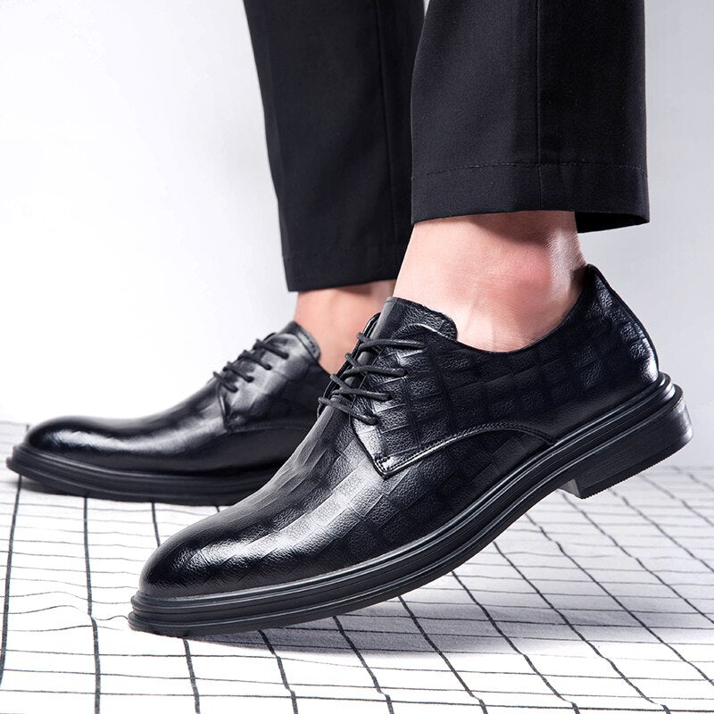 Advbridge Black Mens Wedding Loafers Men Business Shoes Leather Formal Shoes Men Office Oxford Shoes Black Italian leather shoes