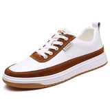 Advbridge Non-Slip Men Sneakers White Casual Male Leather School Shoes Fashion Flat High-Quality Shoe Comfortable Lace-up Solid Men Shoes