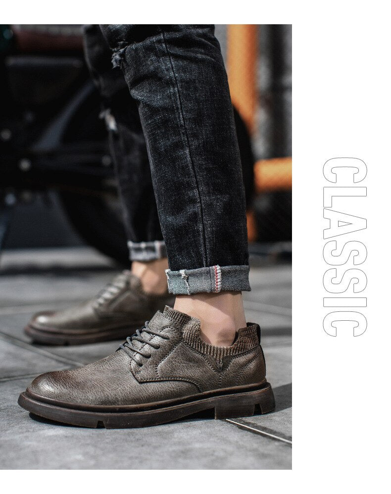 Advbridge Men's shoes autumn and winter new tooling shoes all-match casual boots Korean fashion shoes business shoes