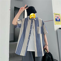 Advbridge Shirt men's tie dye ins Korean fashion loose casual versatile short sleeve Shirt ruffian handsome half sleeve clothes men