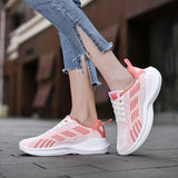 2022 Women's Knitted Sneakers Low Heels Women Vulcanized Shoes Lace Up Mesh Breathable Spring Autumn Female Running Shoe Casual