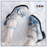 Advbridge Kawaii girl sweet lolita shoes star pearl lace bowknot princess kawaii shoes round head thick heel women shoes loli cosplay cos