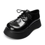Advbridge Mary Jane Shoes Women Flat Platform Lolita Shoes Jk Uniform Lace-up Thick Heel Women Casual Shoes Non Slip Flats Ladies Footwear