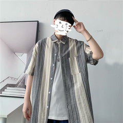 Advbridge Shirt men's tie dye ins Korean fashion loose casual versatile short sleeve Shirt ruffian handsome half sleeve clothes men