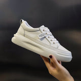 Advbridge New Large Size Women's Sports Shoes Autumn Leather Light Sports Shoes Women's Casual Breathable Thick-soled Vulcanized Shoes