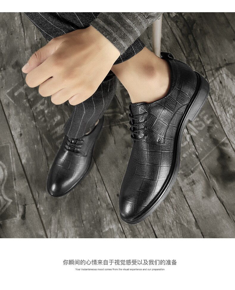 Advbridge Men's business dress shoes autumn and winter new style men's leather groom wedding shoes all-match casual shoes