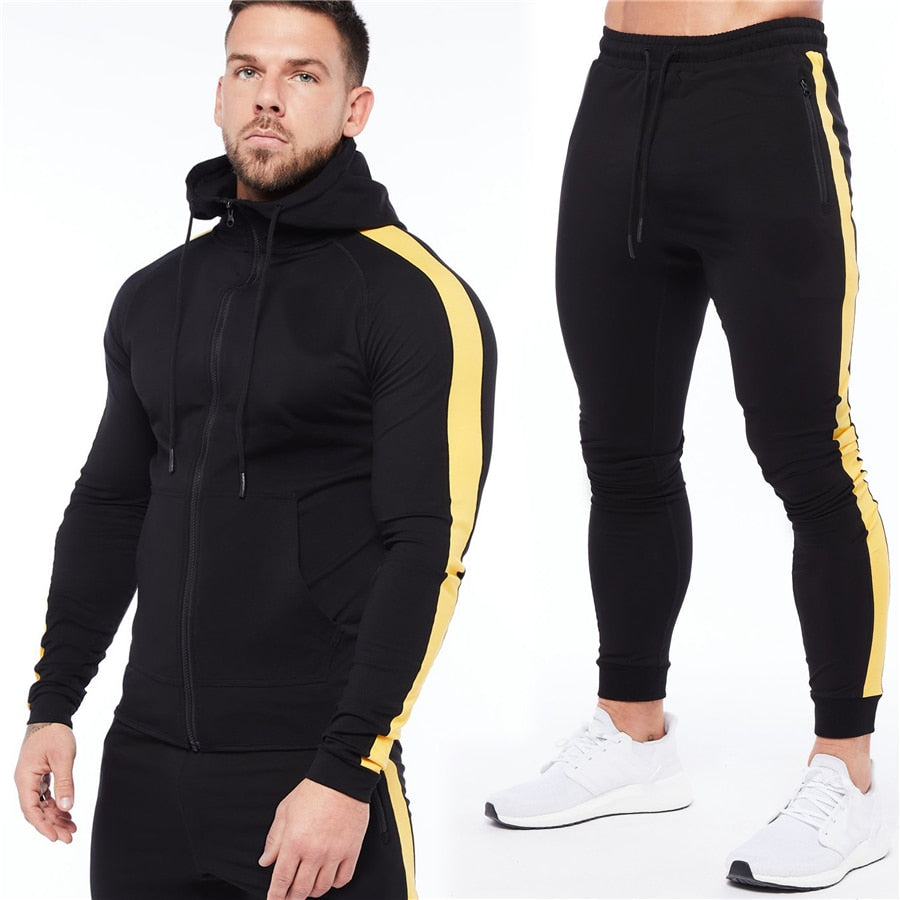 Advbridge Men's Jackets Hooded  suit Casual Zipper Sweatshirts Male Tracksuit +Pants Sets  Casual Jacket Sportswear Coats Male