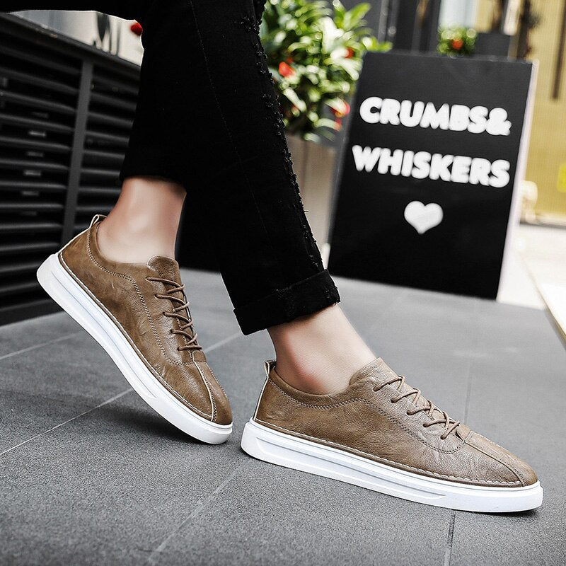 Advbridge Mens Shoes Leather Casual Designer Shoes Men High Quality Trend Man Shoes New Men Flats