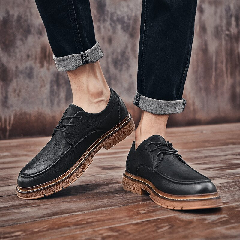 Advbridge Casual men's leather shoes new soft bottom autumn and winter British style trend casual all-match men's shoes