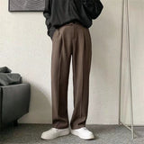 Advbridge Brown/Black Suit Pants Men Fashion Society Mens Dress Pants Korean Loose Straight Casual Pants Mens Office Formal Trousers S-3XL