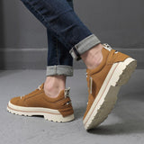 Advbridge High Quality Leather Men's Shoes Spring Casual Shoes Fashion Flats Oxfords Shoes Korean Version Fashion Increase 5cm Sneakers