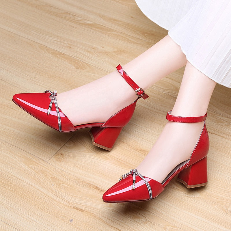 Advbridge Women Sandals Female Fairy Style New Spring and Summer All-match High Heel Chunky Heel Red Shoes Women's Shoes