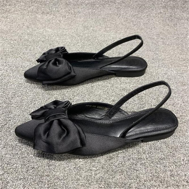 Advbridge Summer Flat Slippers Outdoor Female Beach Slides Silk Bow Pointed Toe Women Sandals Elegant Ladies Shoes Casual Flip Flops