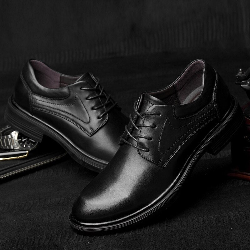 Advbridge Luxury Brand Leather Men Business Pointy Black Shoes Breathable Formal Wedding Basic Shoes Men Dress Shoes Fashion Big Size