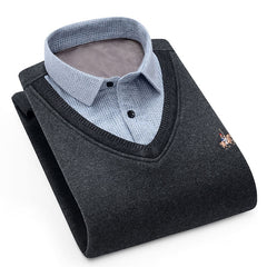 Advbridge men Sweater cardigan Shirt collar Plus velvet thickening Winter long sleeves shirts Cashmere dress Home shirt sweater