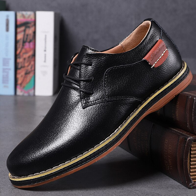 Advbridge New Genuine Leather Men's Casual Shoes Large Size 45 46 47 48  Round Head Lace-up Handmade Men Shoes Business Shoe