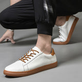 Advbridge Men shoes Men's Trend Genuine Leather  Fashion Casual Sneakers white Wild breathable Non-slip wear-resistant Board Shoes