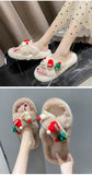 Advbridge Christmas Slippers Women Soft Faux Fur Cross Indoor Floor Slides Ladies Warm Fluffy Outdoor Slippers Female Cozy Shoes Flip Flop