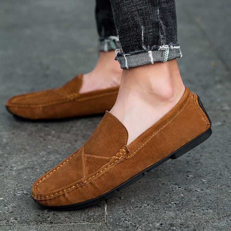 Advbridge Genuine Leather Spring Autumn Cow Suede Casual Shoes Men Loafers Shoes Men Driving Shoes Handmand Flat-Bottomed Shoes