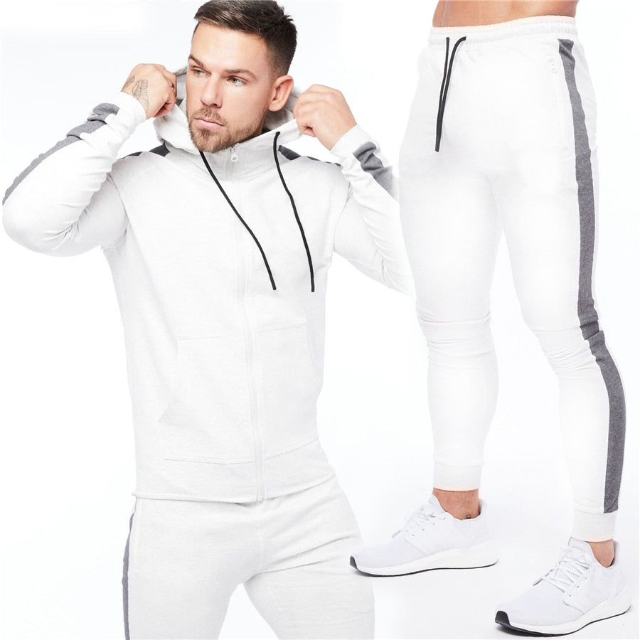Advbridge Men's Jackets Hooded  suit Casual Zipper Sweatshirts Male Tracksuit +Pants Sets  Casual Jacket Sportswear Coats Male