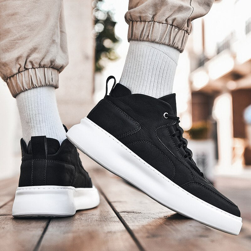 Advbridge Men's Casual Shoes Black Leather Flats Size 39-44 Graffiti  Sneakers Designer Shoes Men Hiking Leisure Shoes %